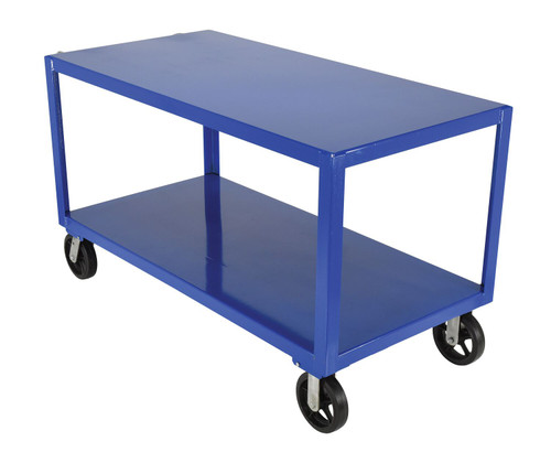 Vestil Steel - 30 In. x 60 In. Platform Ergo Handle Cart with Mold-On-Rubber Casters 2400 lb - Blue
