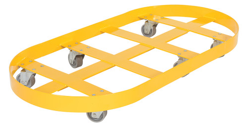 Vestil Steel Double Drum Dolly with Cast Iron Casters - 45 In. x 45 In. x 39 In. Two 55 Gallon 2000 lb - Yellow