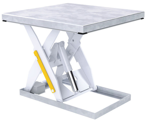 Vestil Partially Stainless Steel Electric Hydraulic Lift Table - 48 In. x 48 In. 3000 lb - Blue/Silver