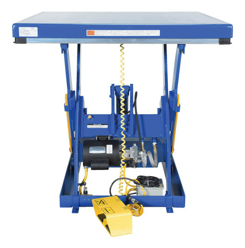 Vestil Steel Electric Hydraulic Lift Table with Foot Control - 24 In. x 48 In. 1000 lb - Blue