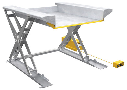 Vestil Partially Stainless Steel Ground Lift Scissor Table - 52 In. x 70 In. 2000 lb - Blue