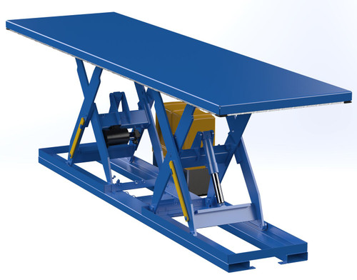 Vestil Steel Electric Hydraulic Tandem Lift Table - 48 In. x 180 In. 4000 lb - Blue