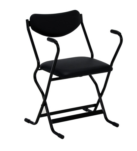 Vestil Steel Folding Arm Chair - 18 In. x 20-1/2 In. x 28 In. 220 lb - Black