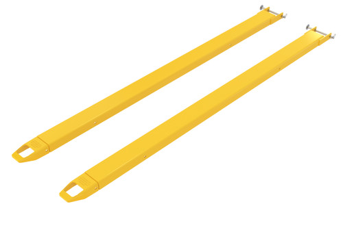 Vestil Steel Pin Style Fork Extensions - 4 In. x 108 In. 4000 lb - Yellow