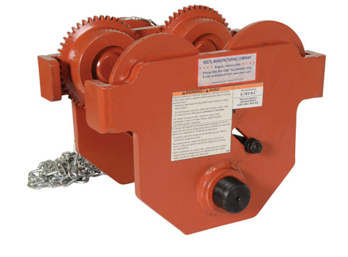 Vestil Steel Geared Eye Manual Trolley - 8000 lb - Orange