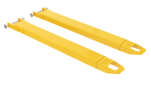 Vestil Steel Pin Style Fork Extensions - 4 In. x 48 In. 4000 lb - Yellow