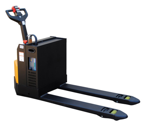 Vestil Steel Pallet Truck with Rider Platform - 20 In. x 48 In. 4500 lb - Black