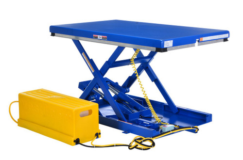 Vestil Steel Low Profile Electric Hydraulic Scissor Lift Table - 39 In. Height 1000 lb - Blue