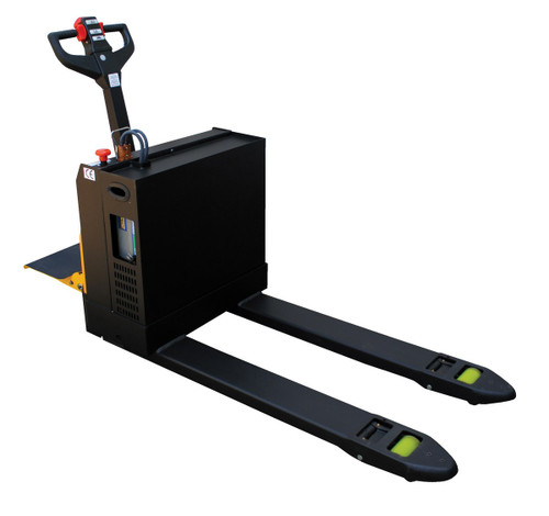 Vestil Steel Pallet Truck with Rider Platform - 27 In. x 48 In. 4500 lb - Black