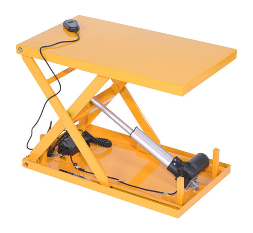 Vestil Steel Electric Linear Actuated Scissor Lift Table - 27-3/4 In. x 15-3/4 In. x 15 In. 200 lb - Yellow