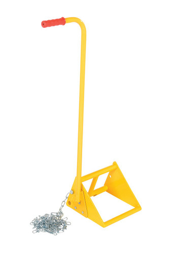 Vestil Fabricated Steel Wheel Chock With Ergonomic Handle and - 10 Ft. Security Chain - Yellow