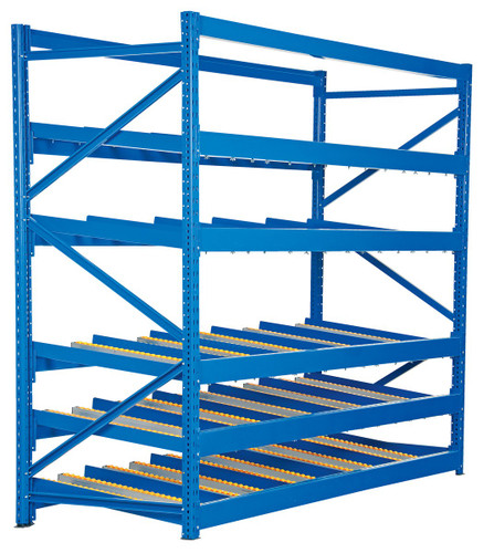 Vestil Steel Carton Flow Rack - 4 Ft. Length 5 Level 1,000 lb - Blue