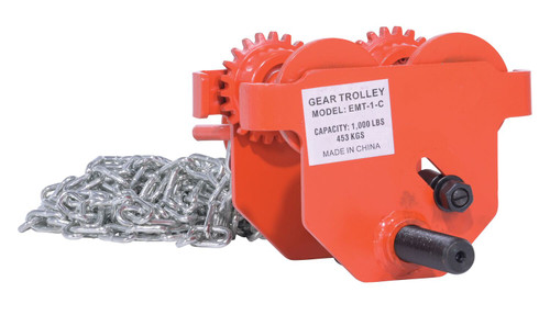 Vestil Steel Geared Eye Manual Trolley - 1000 lb - Orange