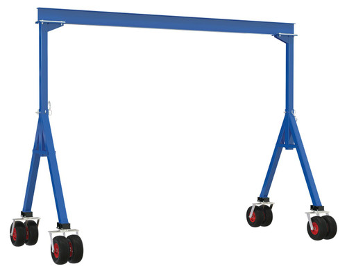 Vestil Steel Fixed Height Gantry Crane with Pneumatic Rubber Casters - 20 Ft. 4000 lb - Blue