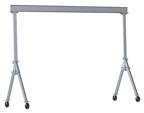 Vestil Aluminum Fixed Gantry Crane with Glass Filled Nylon Locking Casters - 15 Ft. x 10 Ft. 2000 lb - Silver