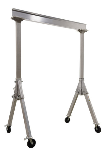 Vestil Aluminum Fixed Gantry Crane with Phenolic Locking Casters - 15 Ft. x 10 Ft. 6000 lb - Silver
