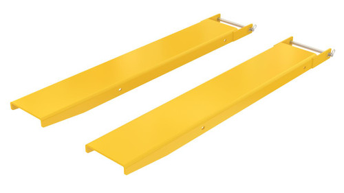 Vestil Steel Pin Style Fork Extensions - 8 In. x 48 In. 4,000 lb - Yellow