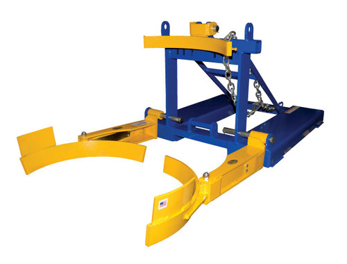 Vestil Steel Fork Mounted Poly Drum Handler - 56-1/4 In. x 28-1/2 In. x 22-3/8 In. 800 lb - Blue/Yellow