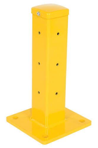 Vestil Steel Rigid Tube Post Bolt On Style - 18 In. For 2 Ribbed Guard Rails - Yellow