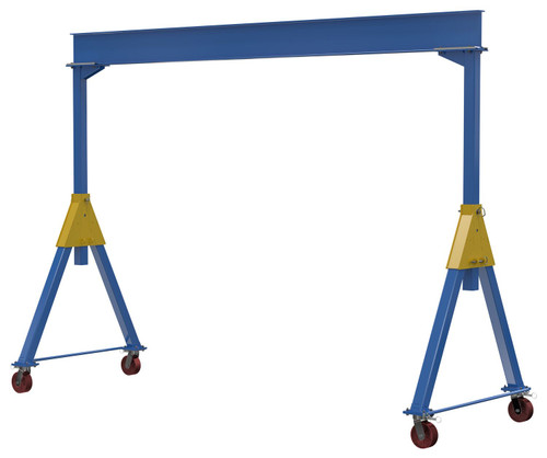 Vestil Steel Knockdown Fixed Gantry Crane with Ductile Steel Casters - 15 Ft. 10,000 lb - Blue