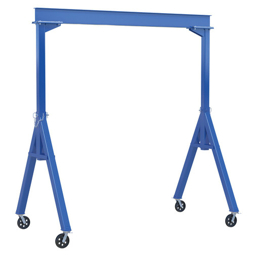 Vestil Steel Fixed Gantry Crane with V-Groove Cast Iron Casters - 20 Ft. 2000 lb - Blue