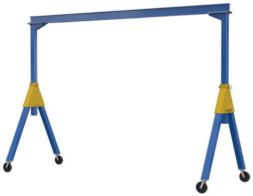Vestil Steel Knockdown Fixed Gantry Crane with Glass Filled Nylon Casters - 15 Ft. 2000 lb - Blue
