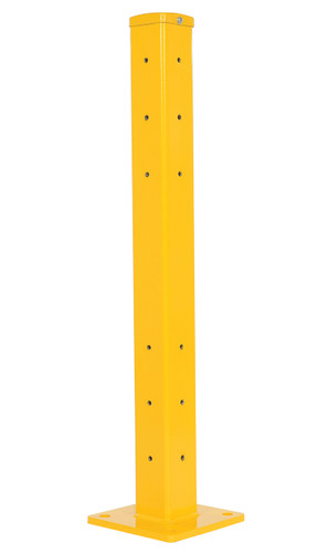Vestil Steel Rigid Tube Post Bolt On Style - 42 In. For 2 Ribbed Guard Rails - Yellow