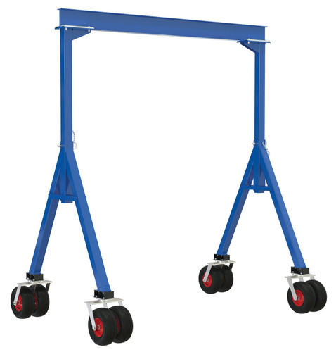 Vestil Steel Fixed Height Gantry Crane with Pneumatic Rubber Casters - 10 Ft. 4000 lb - Blue