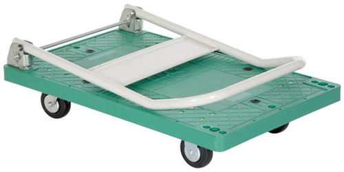 Vestil Plastic Platform Truck with Fold Down Handle - 21 In. x 33 In. 500 lb - Green