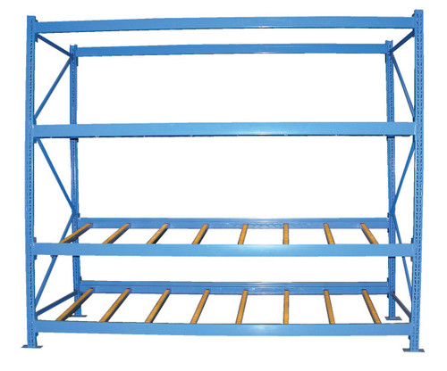 Vestil Steel Carton Flow Rack - 4 Ft. Length 3 Level 1,000 lb - Blue