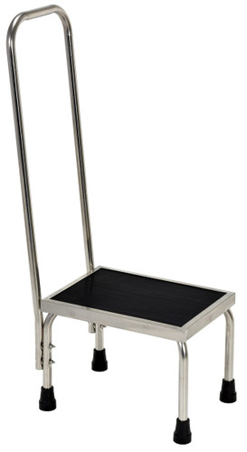 Vestil Stainless Steel Foot Stool with Hand Rail - 11-1/4 In. x 16-1/4 In. x 37 In. 250 lb - Silver