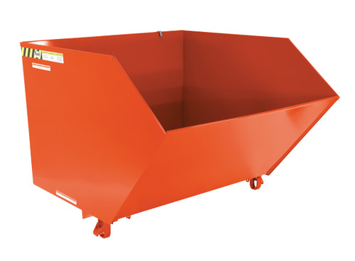 Vestil Steel Medium Duty Low Profile Self Dumping Hopper - 1-1/2 Cubic Yard 4000 lb - Orange