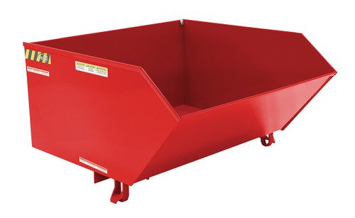 Vestil Steel Heavy Duty Low Profile Self Dumping Hopper - 1 Cubic Yard 6000 lb - Red