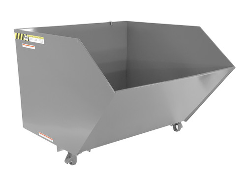 Vestil Steel Heavy Duty Low Profile Self Dumping Hopper - 1-1/2 Cubic Yard 6000 lb - Machine Gray