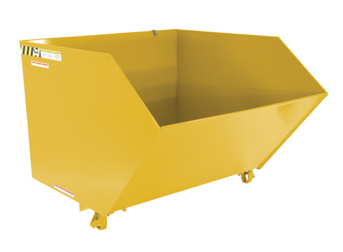Vestil Steel Heavy Duty Low Profile Self Dumping Hopper - 1-1/2 Cubic Yard 6000 lb - Yellow