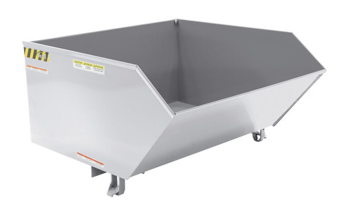 Vestil Steel Light Duty Low Profile Self Dumping Hopper - 1 Cubic Yard 2000 lb - Silver Lining