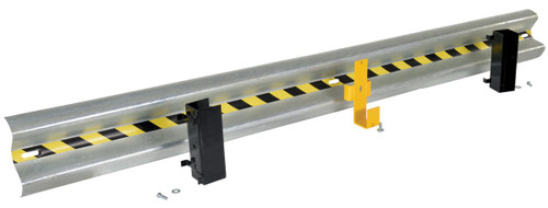 Vestil Galvanized Steel Drop In Guard Rail - 2 Ribbed 132 In. Length - Gray