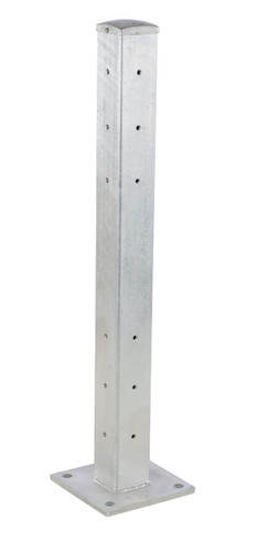 Vestil Galvanized Steel Rigid Tube Post Drop In - 42 In. For 3 Ribbed Drop In Style Guard Rails - Gray