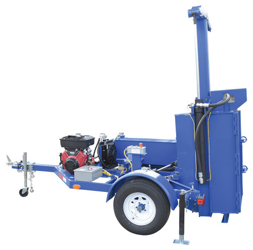 Vestil Steel Mobile Gasoline Powered Drum Crusher - 138-3/8 In. x 83-1/4 In. x 105-5/8 In. - Blue