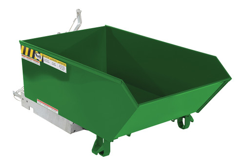 Vestil Steel Heavy Duty Low Profile Self Dumping Hopper - 1/4 Cubic Yard 6000 lb - Green
