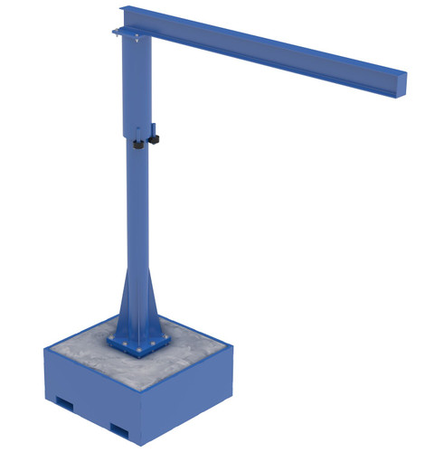 Vestil Steel Portable Jib Crane with Filled Base - 8 Ft. I-Beam 250 lb - Blue