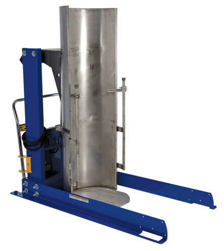 Vestil Stainless Steel Stationary Hydraulic Drum Dumper - 36 In. Dump Height 1,000 lb - Blue/Silver