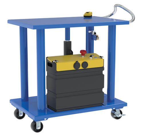 Vestil Steel DC Powered Hydraulic Post Table - 24 In. x 36 In. 2000 lb - Blue