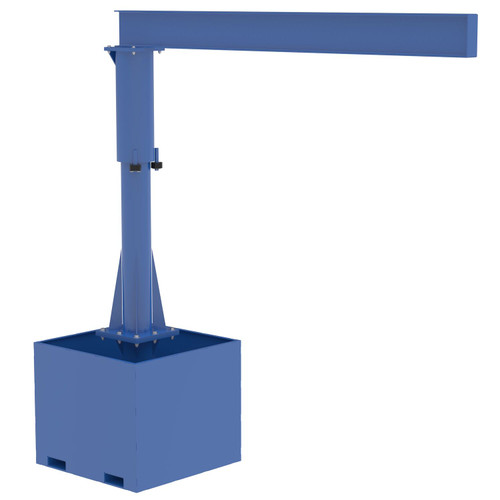 Vestil Steel Portable Jib Crane with Empty Base - 10 Ft. I-Beam 500 lb - Blue