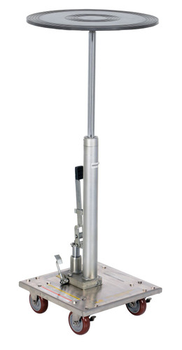 Vestil Partially Stainless Steel - 18 In. Round Top Hydraulic Post Table 200 lb - Silver