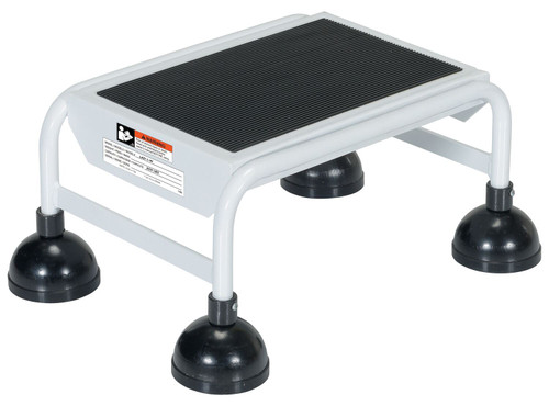 Vestil Steel Commercial Spring Loaded Ladder - 1 Step 16 In. Wide with Anti-Slip Rubber Mat 300 lb - White