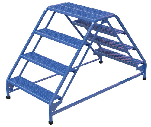 Vestil Steel Double Sided Ladder - 4 Perforated Step 30-1/4 In. Width 350 lb - Blue