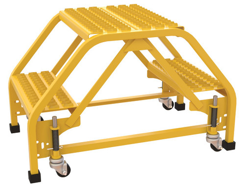 Vestil Steel Double Sided Step Ladder - 2 Grip Strut 16-13/16 In. Step Width 350 lb - Yellow