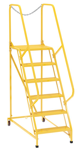 Vestil Steel Maintenance Ladder - 58 Degree 6 Perforated 24 In. Step Width 350 lb - Yellow
