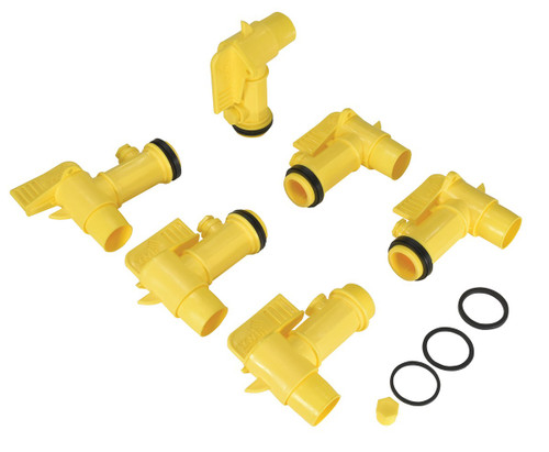 Vestil Polyethylene Bung Jumbo Manual Drum Faucet - 2 In. 6 Pack - Yellow